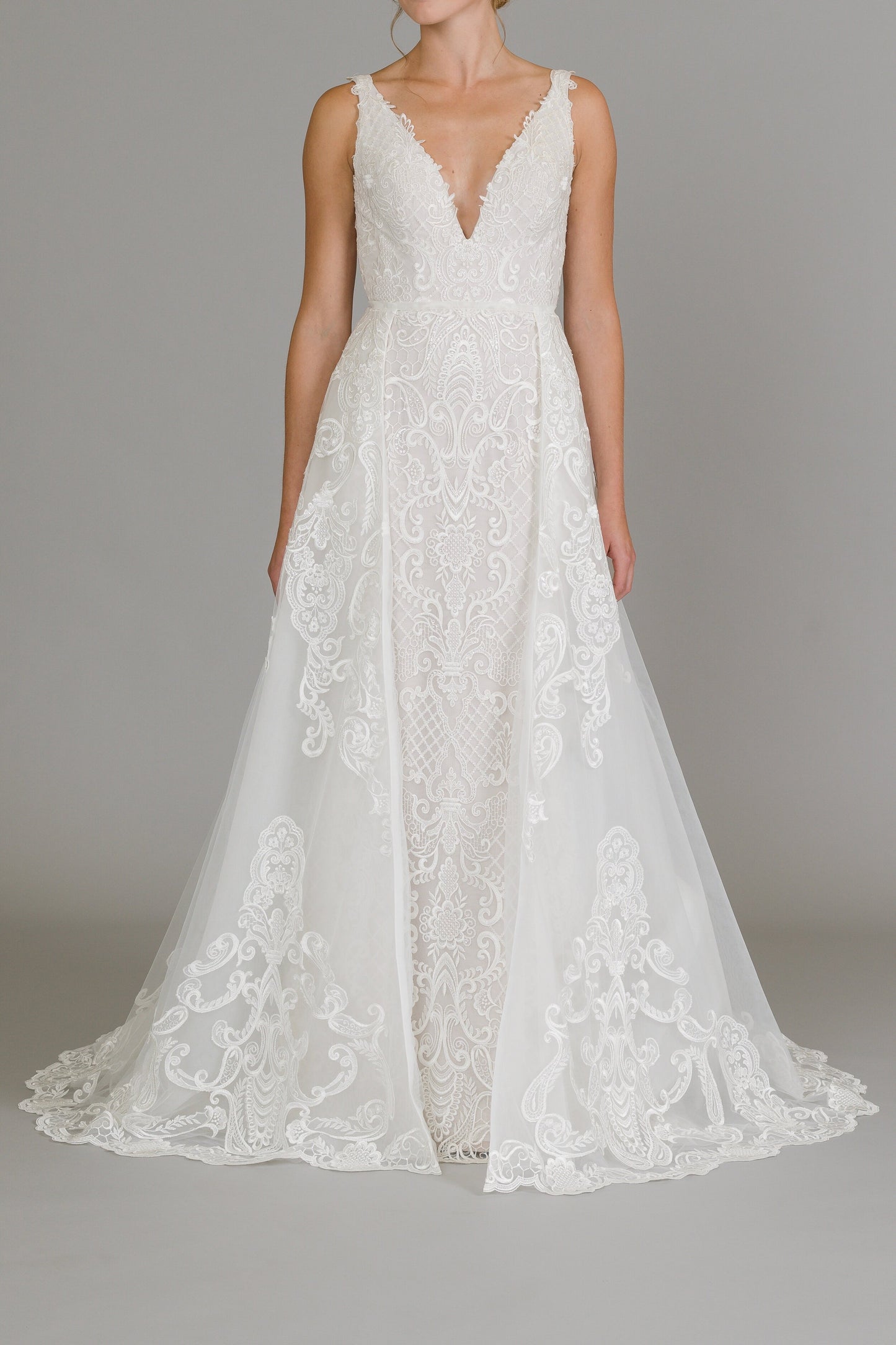 SS311 OVERSKIRT - PLAIN/BAROQUE LACE