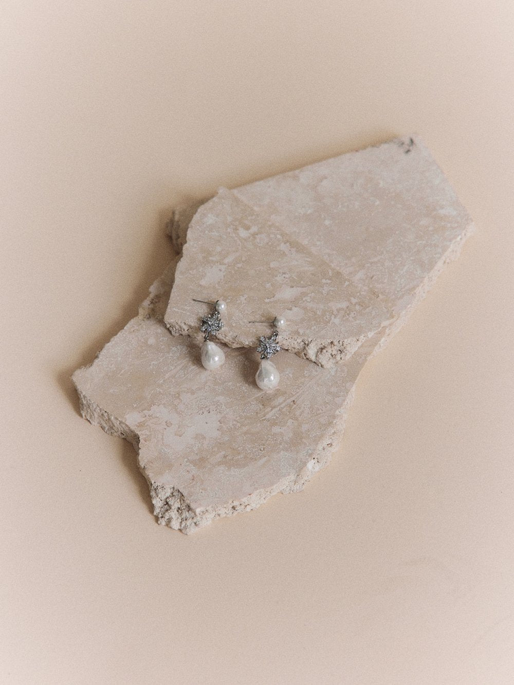 Ames | White Gold Baroque Pearl Earrings