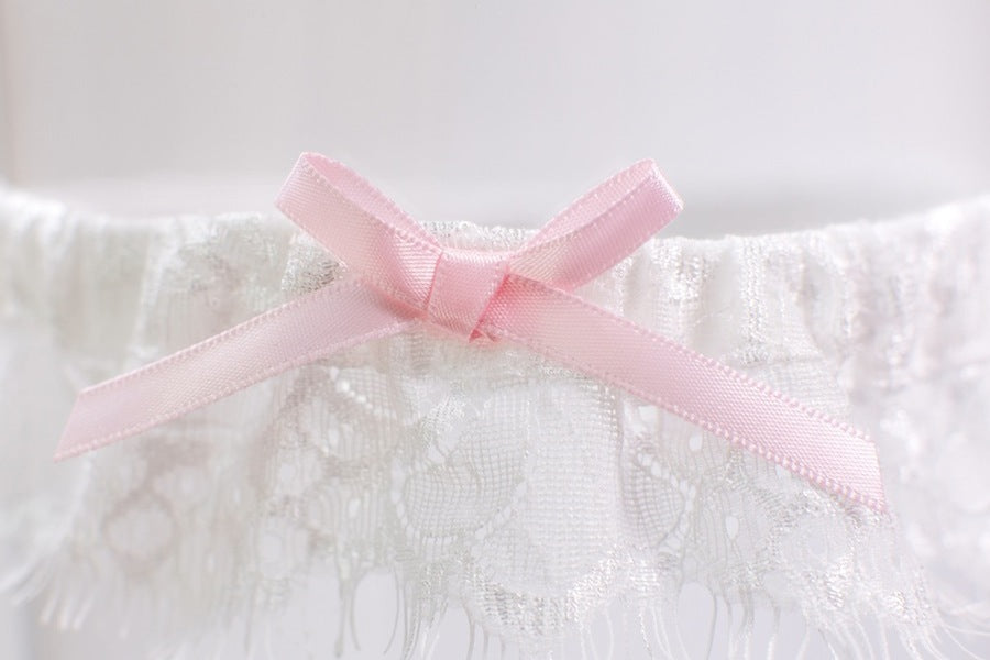 Pink Bow Lace Toss Garter