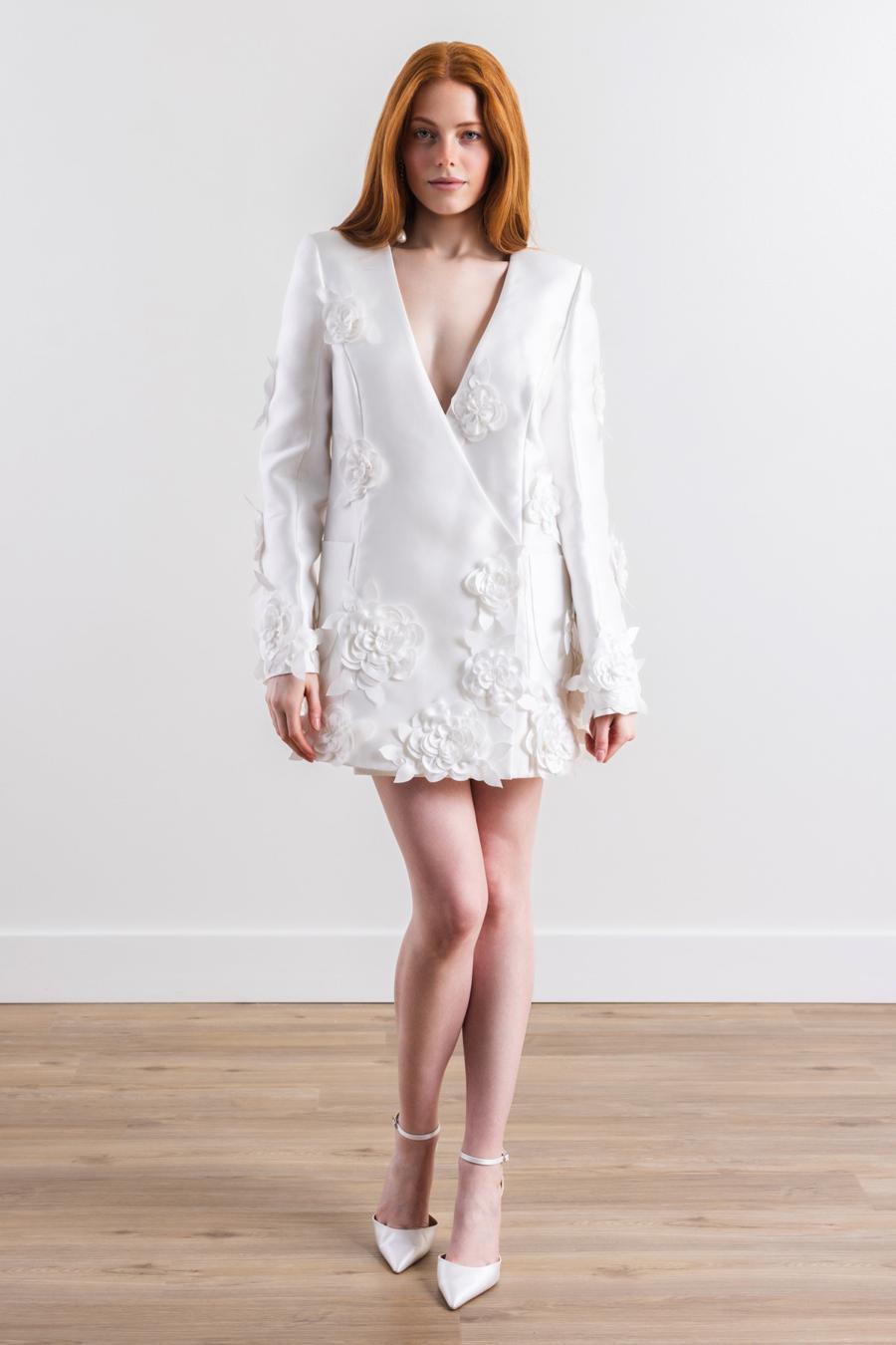 Ma Cherie Bleue Bauble bridal top for courthouse wedding outfit