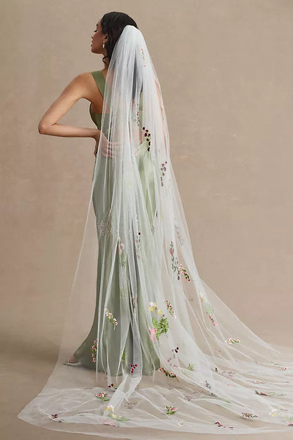 Theia Jasper Embroidered Chapel Veil