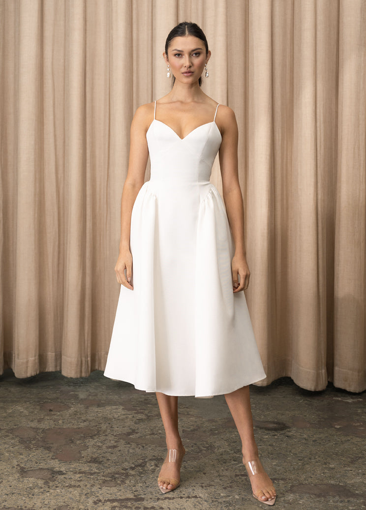 Isabella Simple Short White Civil Ceremony & Courthouse Wedding Dress -  Jane Summers