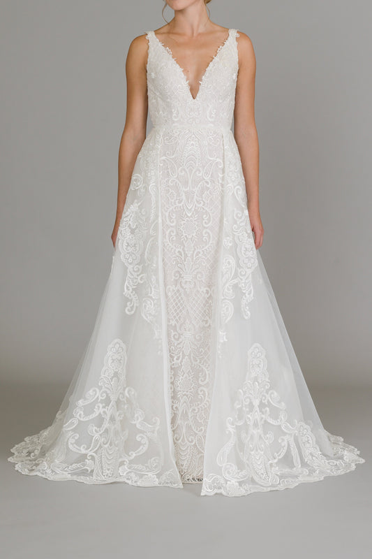 SS311 OVERSKIRT - PLAIN/BAROQUE LACE