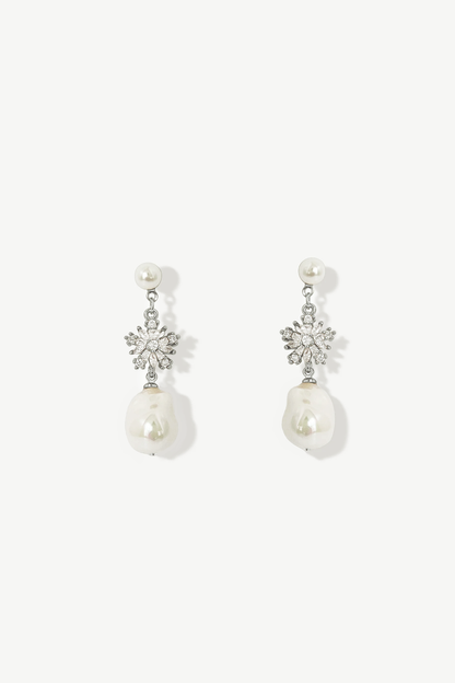 Ames | White Gold Baroque Pearl Earrings