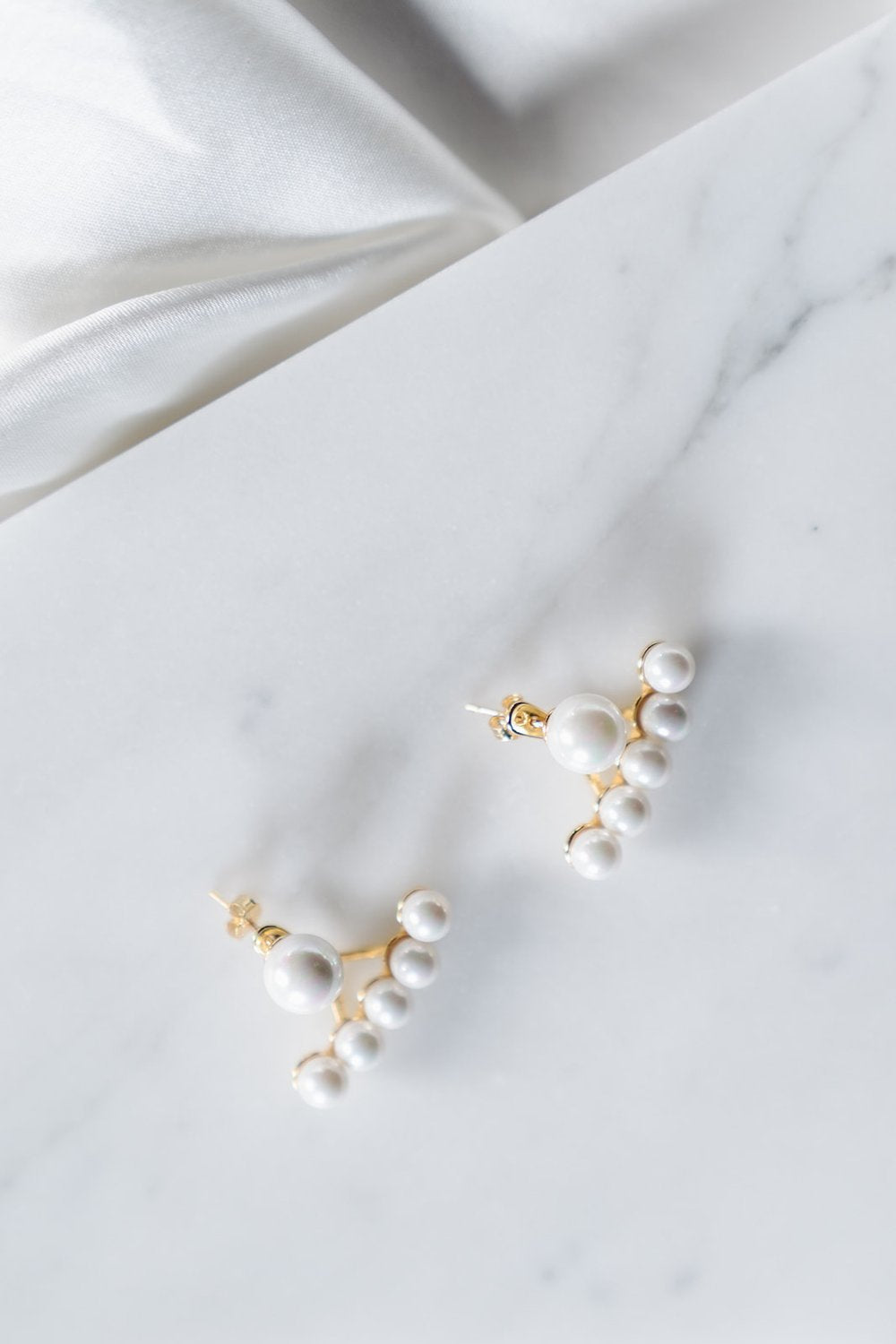 Adel Pearl Crawler Studs Bridal Earrings