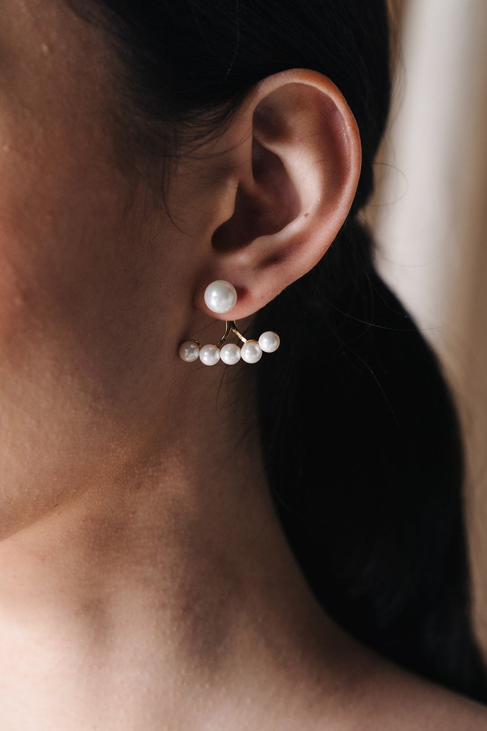 Adel Pearl Crawler Studs Bridal Earrings